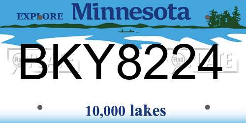 BKY8224 Minnesota License Plate