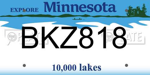 BKZ818 Minnesota License Plate