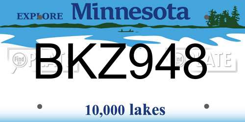 BKZ948 Minnesota License Plate