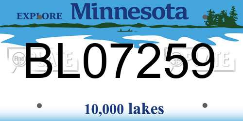 BL07259 Minnesota License Plate