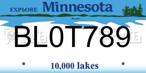BL0T789 Minnesota License Plate