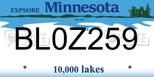 BL0Z259 Minnesota License Plate
