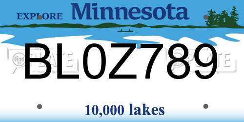 BL0Z789 Minnesota License Plate