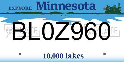 BL0Z960 Minnesota License Plate