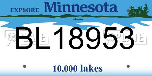 BL18953 Minnesota License Plate
