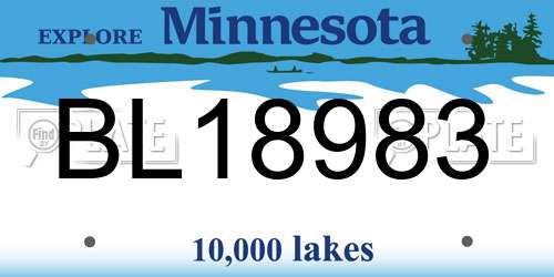 BL18983 Minnesota License Plate