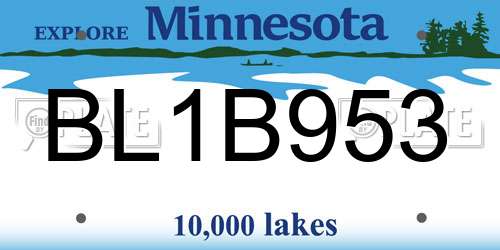 BL1B953 Minnesota License Plate