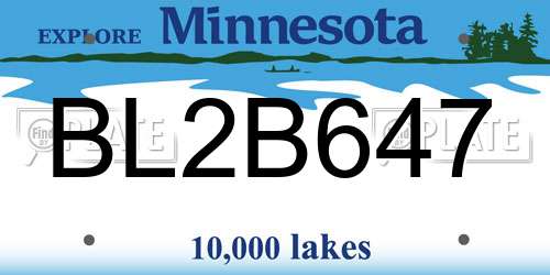 BL2B647 Minnesota License Plate