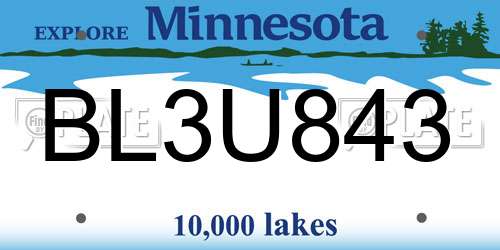 BL3U843 Minnesota License Plate