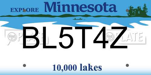 BL5T4Z Minnesota License Plate