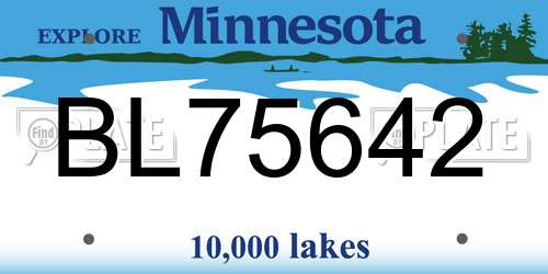 BL75642 Minnesota License Plate