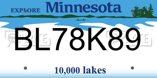 BL78K89 Minnesota License Plate