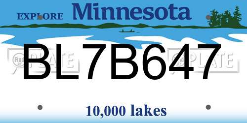 BL7B647 Minnesota License Plate
