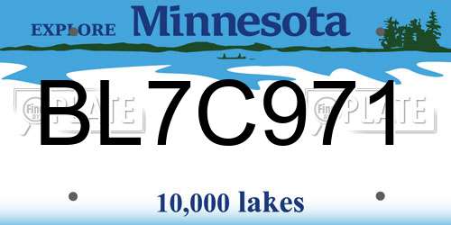 BL7C971 Minnesota License Plate