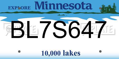 BL7S647 Minnesota License Plate