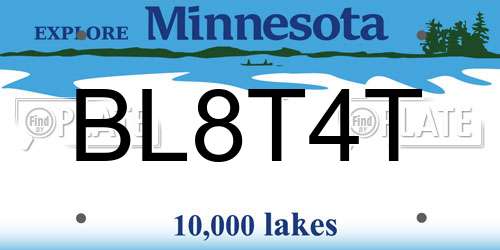 BL8T4T Minnesota License Plate