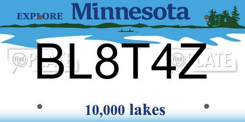 BL8T4Z Minnesota License Plate