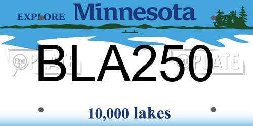BLA250 Minnesota License Plate