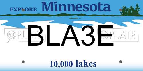 BLA3E Minnesota License Plate