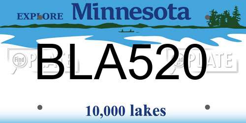 BLA520 Minnesota License Plate