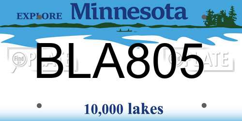 BLA805 Minnesota License Plate