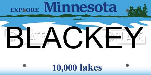 BLACKEY Minnesota License Plate