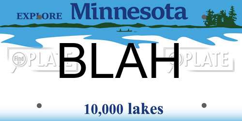 BLAH Minnesota License Plate