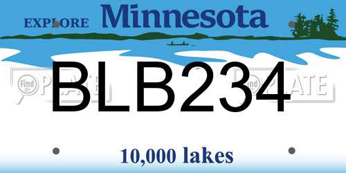 BLB234 Minnesota License Plate