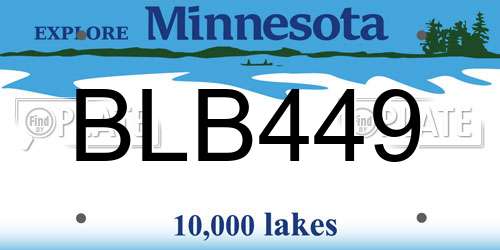 BLB449 Minnesota License Plate