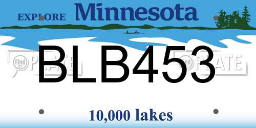 BLB453 Minnesota License Plate
