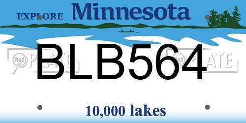BLB564 Minnesota License Plate