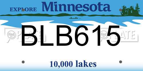 BLB615 Minnesota License Plate