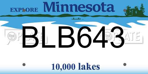 BLB643 Minnesota License Plate