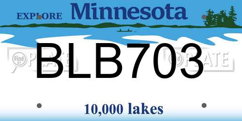 BLB703 Minnesota License Plate
