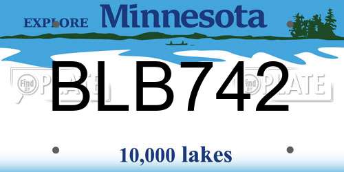 BLB742 Minnesota License Plate