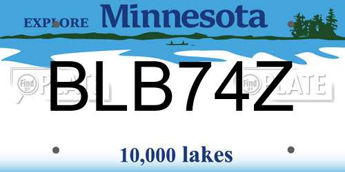 BLB74Z Minnesota License Plate
