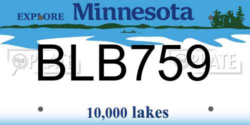 BLB759 Minnesota License Plate