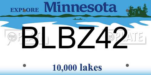 BLBZ42 Minnesota License Plate