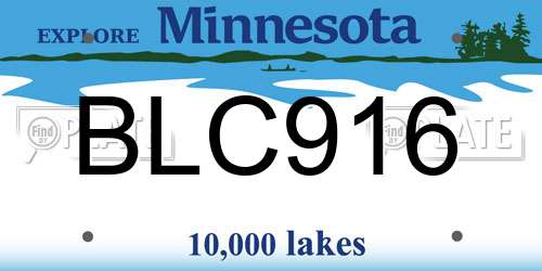 BLC916 Minnesota License Plate