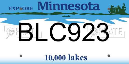 BLC923 Minnesota License Plate