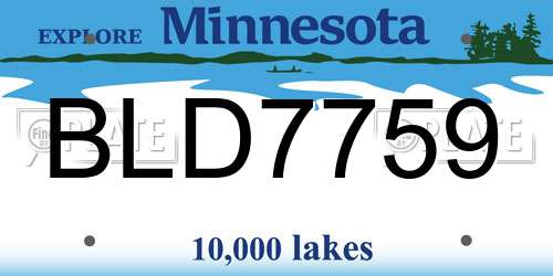 BLD7759 Minnesota License Plate
