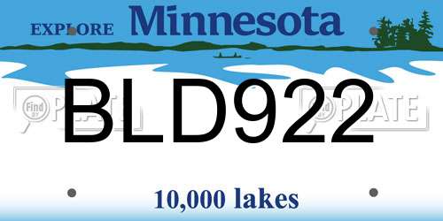 BLD922 Minnesota License Plate