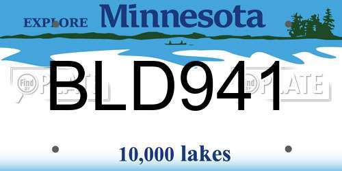 BLD941 Minnesota License Plate