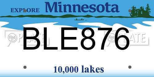 BLE876 Minnesota License Plate