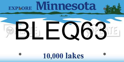BLEQ63 Minnesota License Plate