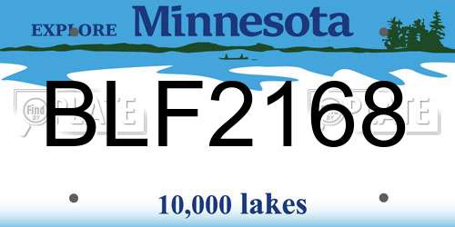 BLF2168 Minnesota License Plate