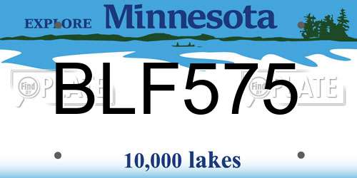 BLF575 Minnesota License Plate