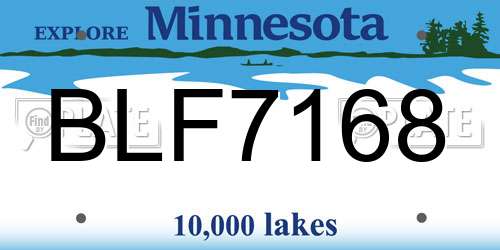 BLF7168 Minnesota License Plate