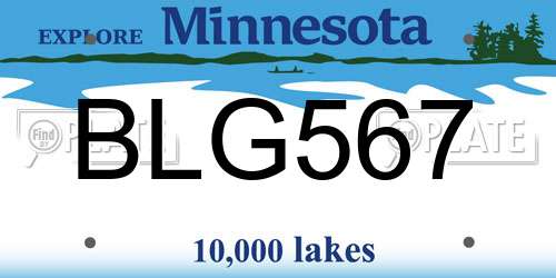 BLG567 Minnesota License Plate