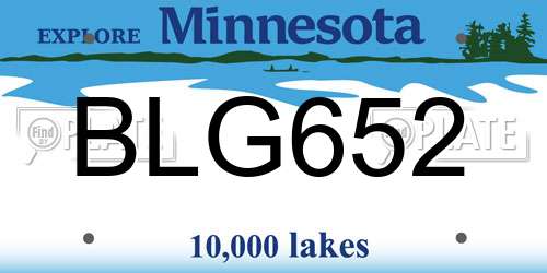 BLG652 Minnesota License Plate